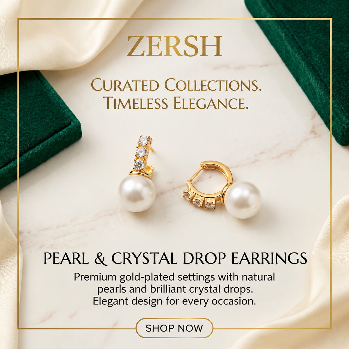 Pearl & Crystal Drop Earrings