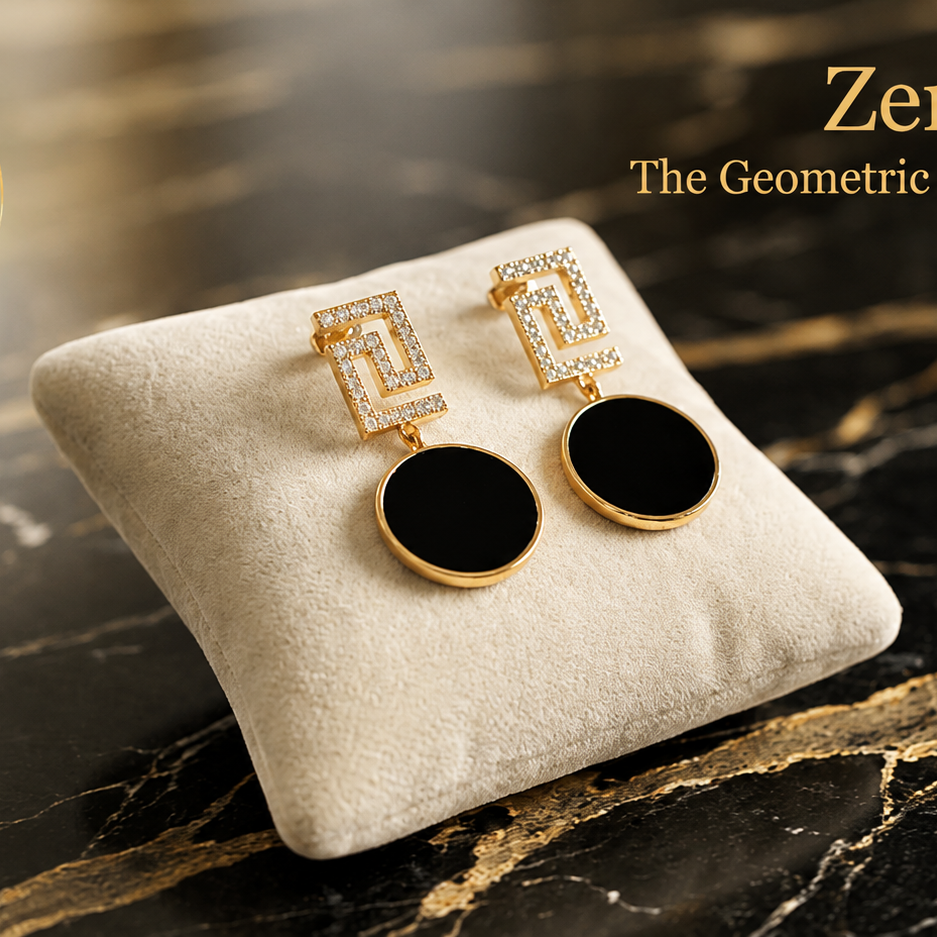 Zersh The Geometric Noir Earring Drops