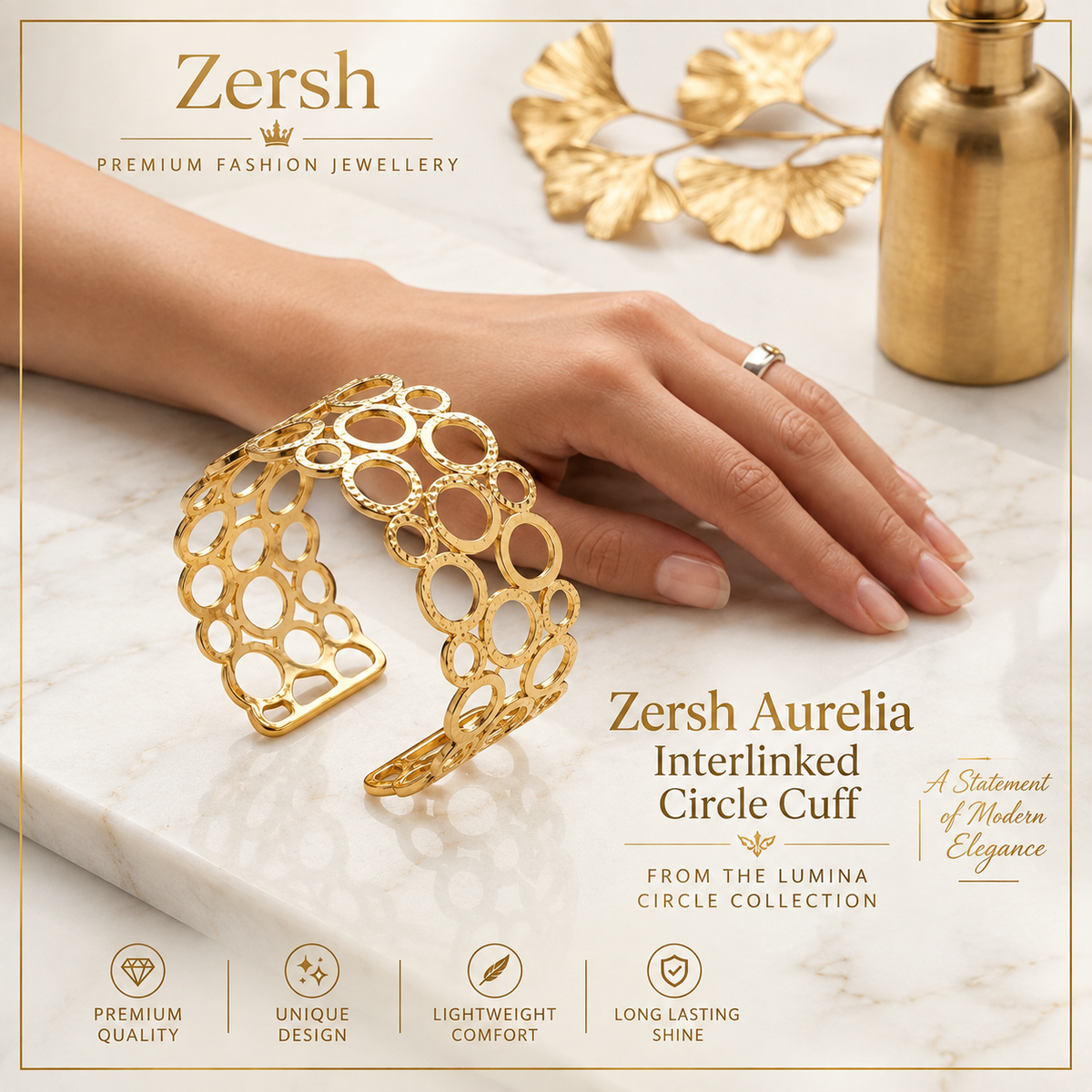 Zersh Aurelia Interlinked Circle Cuff/Bracelet