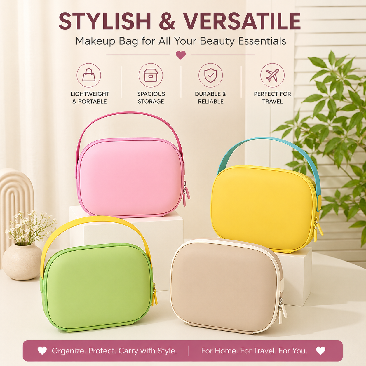 Premium Waterproof Cosmetics Storage Box – Lightweight Travel Makeup Vanity Pouch