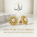 Zersh Daisy Pearl Stud Earrings
