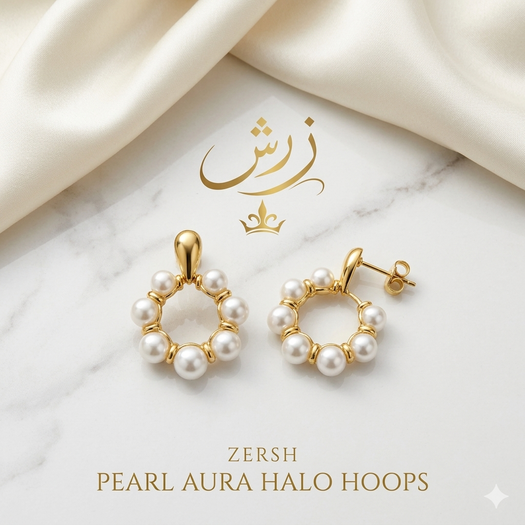 Zersh Pearl Aura Halo Hoops Earrings
