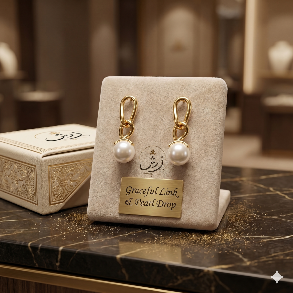 Graceful Link & Pearl Drop Earrings