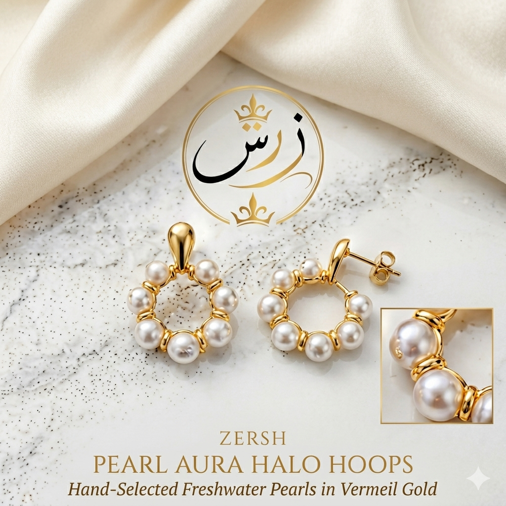 Zersh Pearl Aura Halo Hoops Earrings