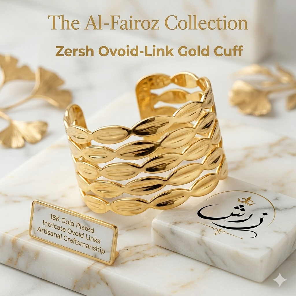 Zersh Ovoid Link Gold Cuff/Bracelet