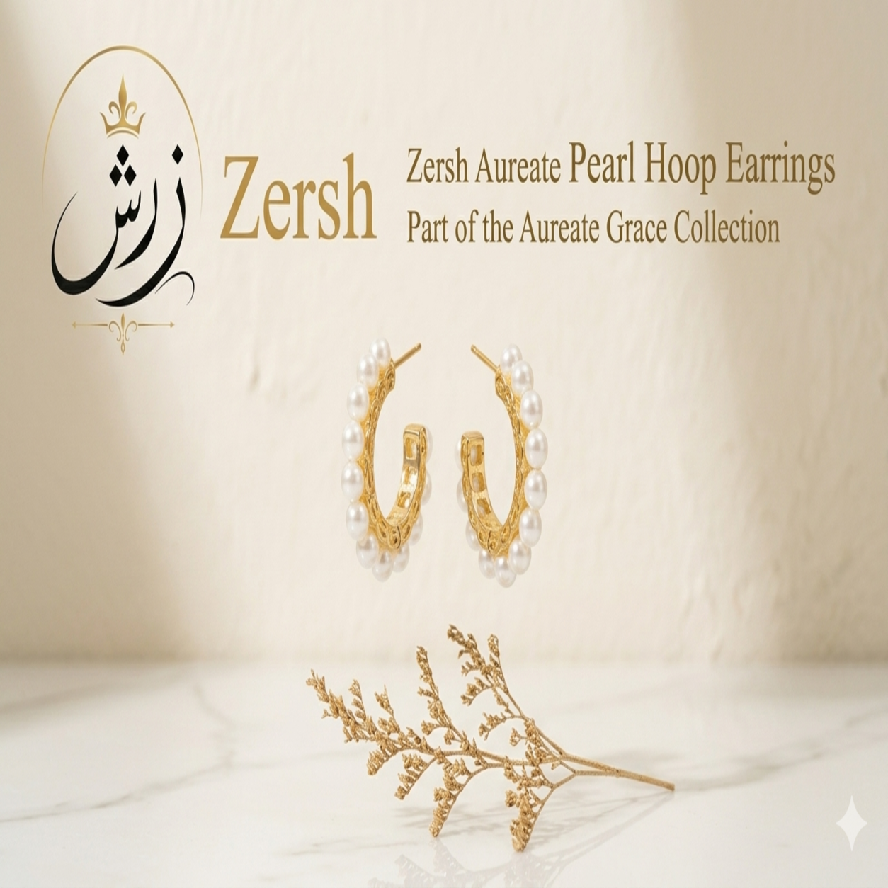 Zersh Aureate Pearl Hoop Earrings