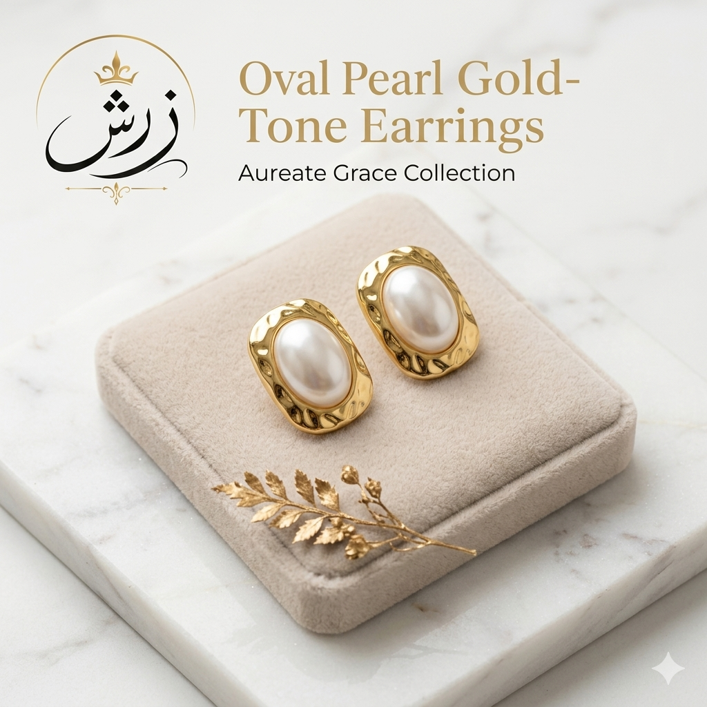 Zersh Oval Pearl Gold-Tone Earrings